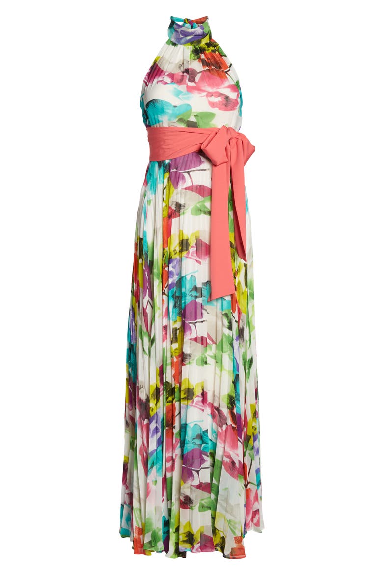 Print Chiffon Halter Maxi Dress, Alternate, color, PRINT