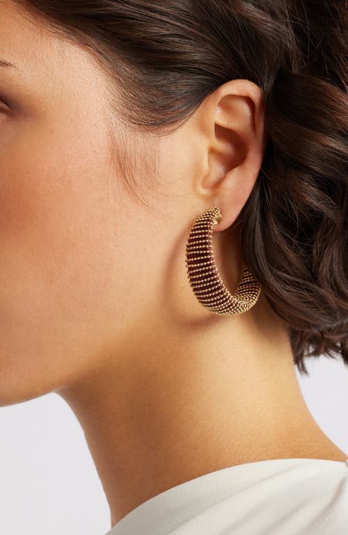 Nordstrom Metallic Thread Hoop Earrings In Burgundy