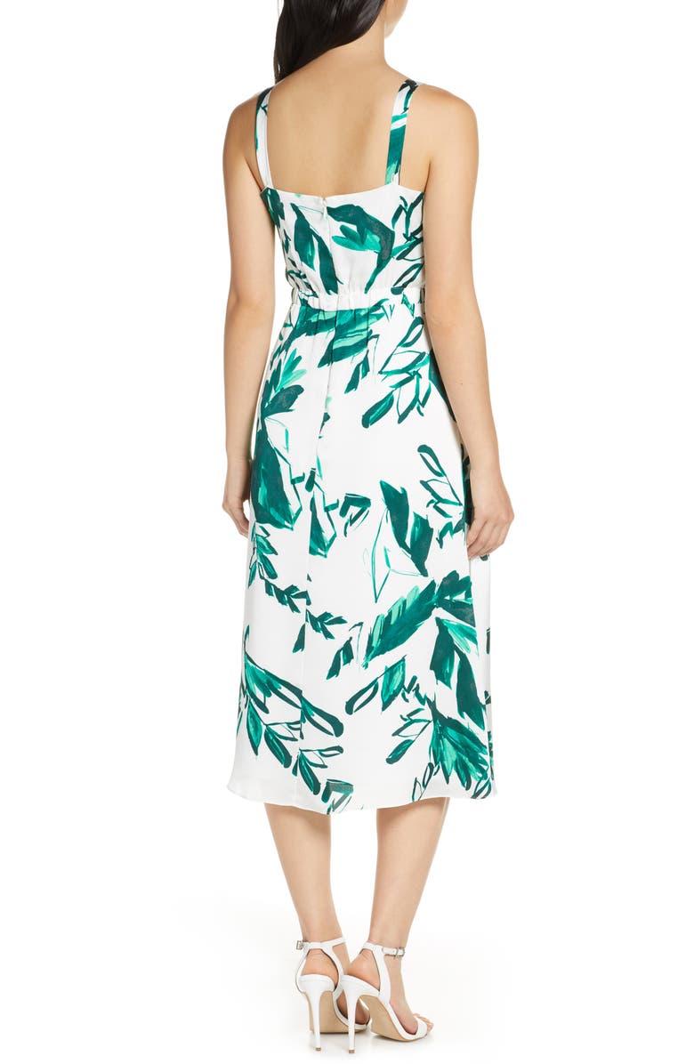 Julia Jordan Print Bow Front Hammered Satin Midi Dress, Alternate, color,