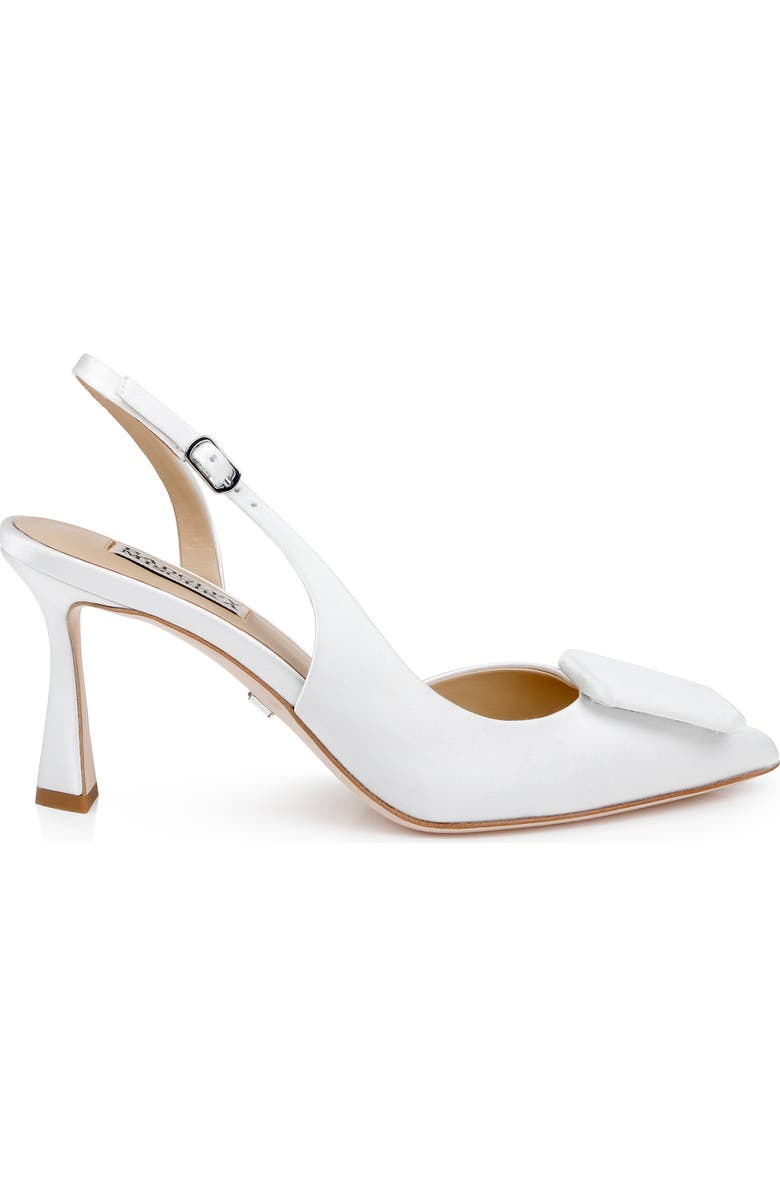 Badgley Mischka Collection Graciella Slingback Half d'Orsay Pointed Toe Pump, Alternate, color, White Satin