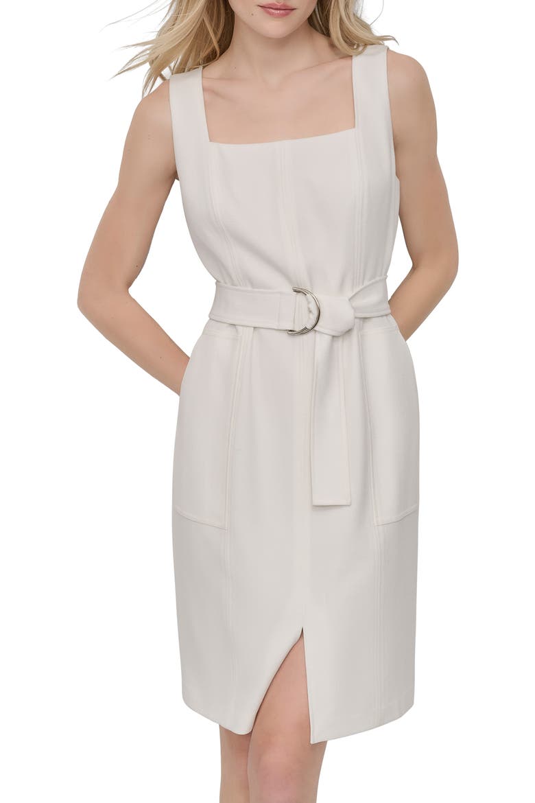Sleeveless Square Neck Dress, Alternate, color, IVORY