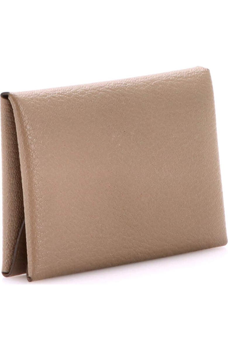 Pre-Owned Hermes Calvi Duo Card Holder Chevre Mysore, Alternate, color, Etoupe