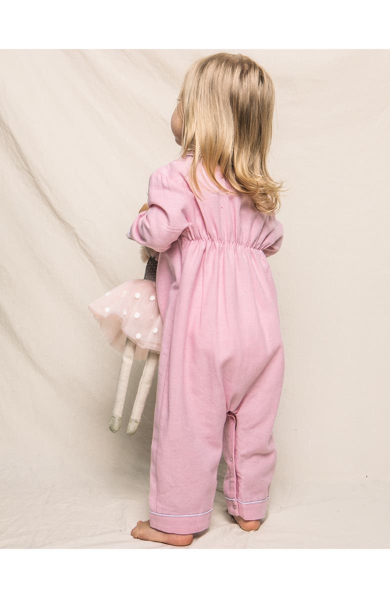 Petite Plume Cambridge Flannel Romper, Alternate, color, Pink