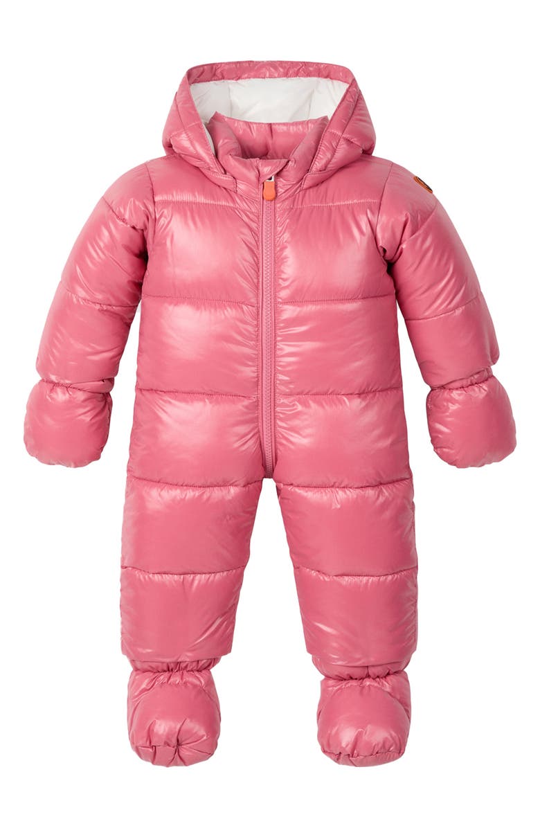 Save The Duck Hooded Quilted Snowsuit with Removable Mittens, Main, color, 