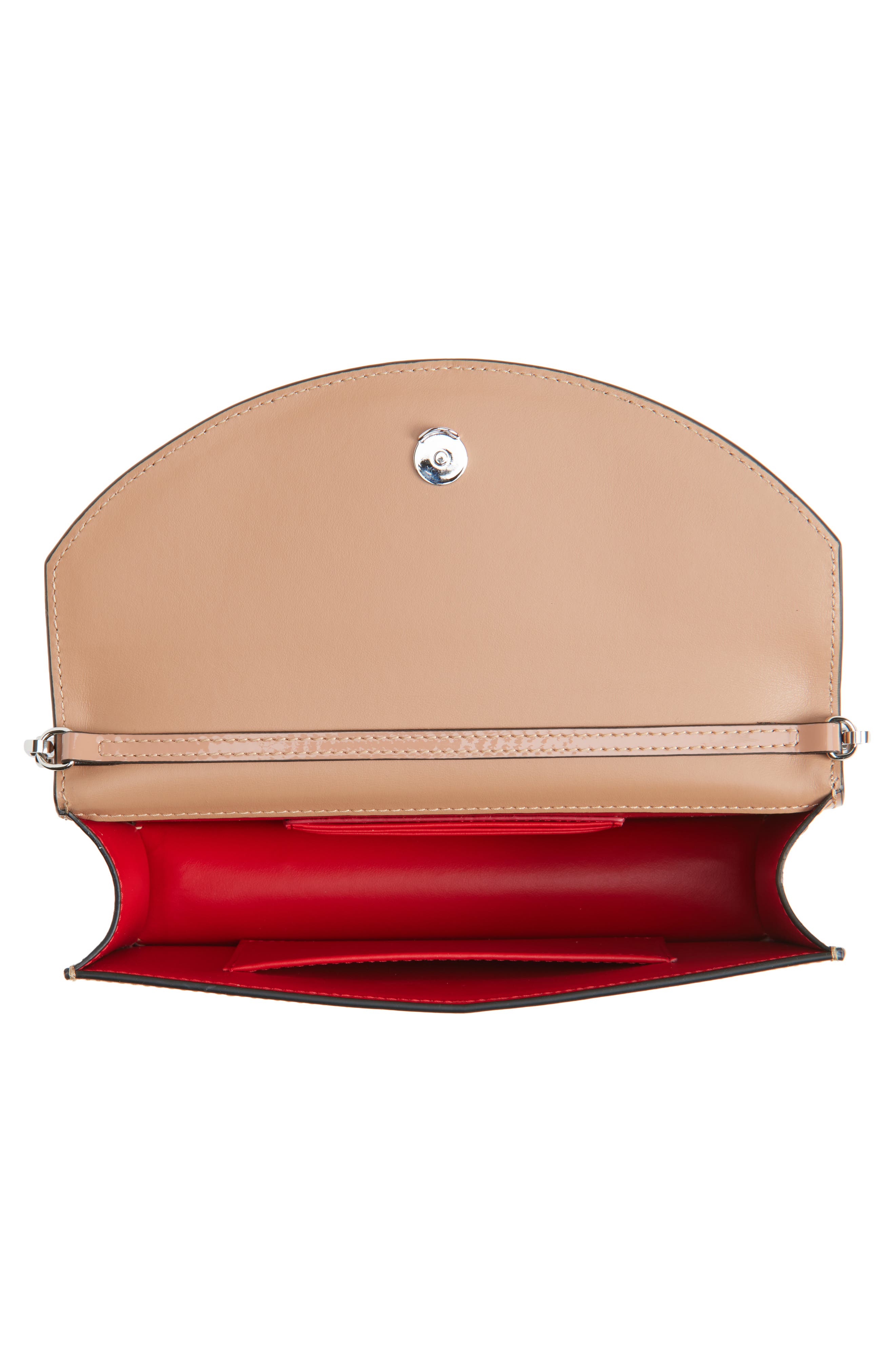 Christian Louboutin Loubi54 Patent Leather Clutch, Alternate, color, Nude/ Silver