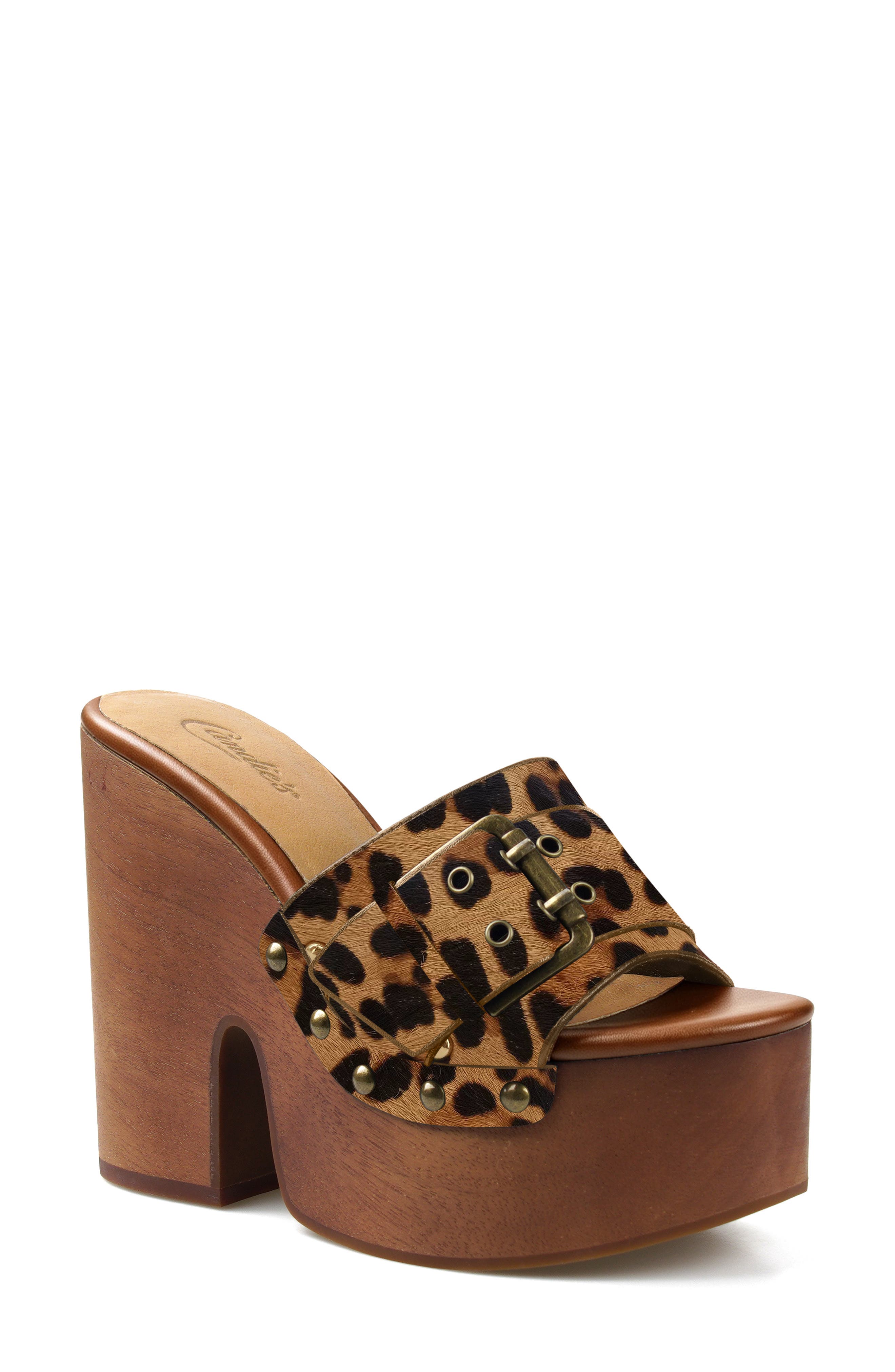 Crista Platform Slide Sandal, Main, color, LEOPARD