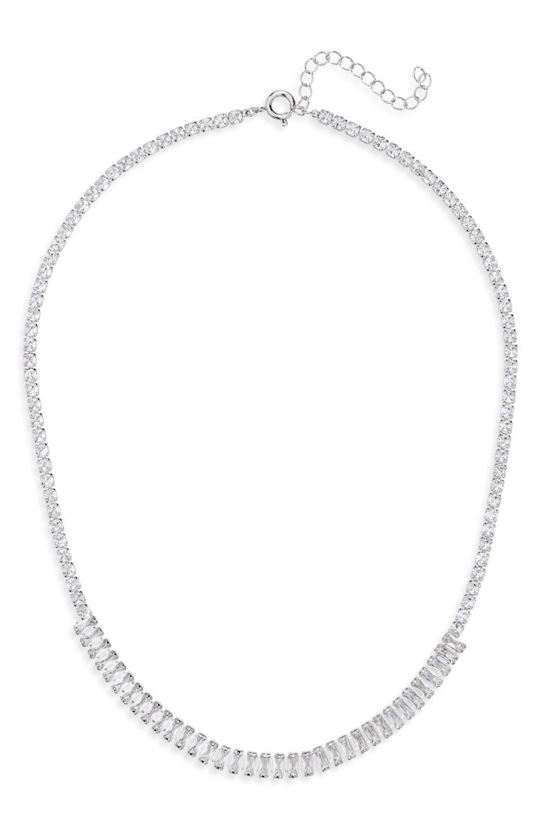 NORDSTROM RACK Baguette CZ Tennis Necklace, Main, color, 