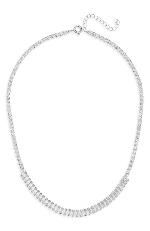 Baguette CZ Tennis Necklace