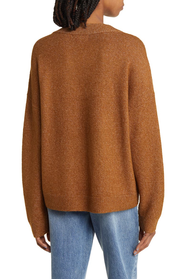 Oversize V-Neck Sweater, Alternate, color, BROWN TEMPLE