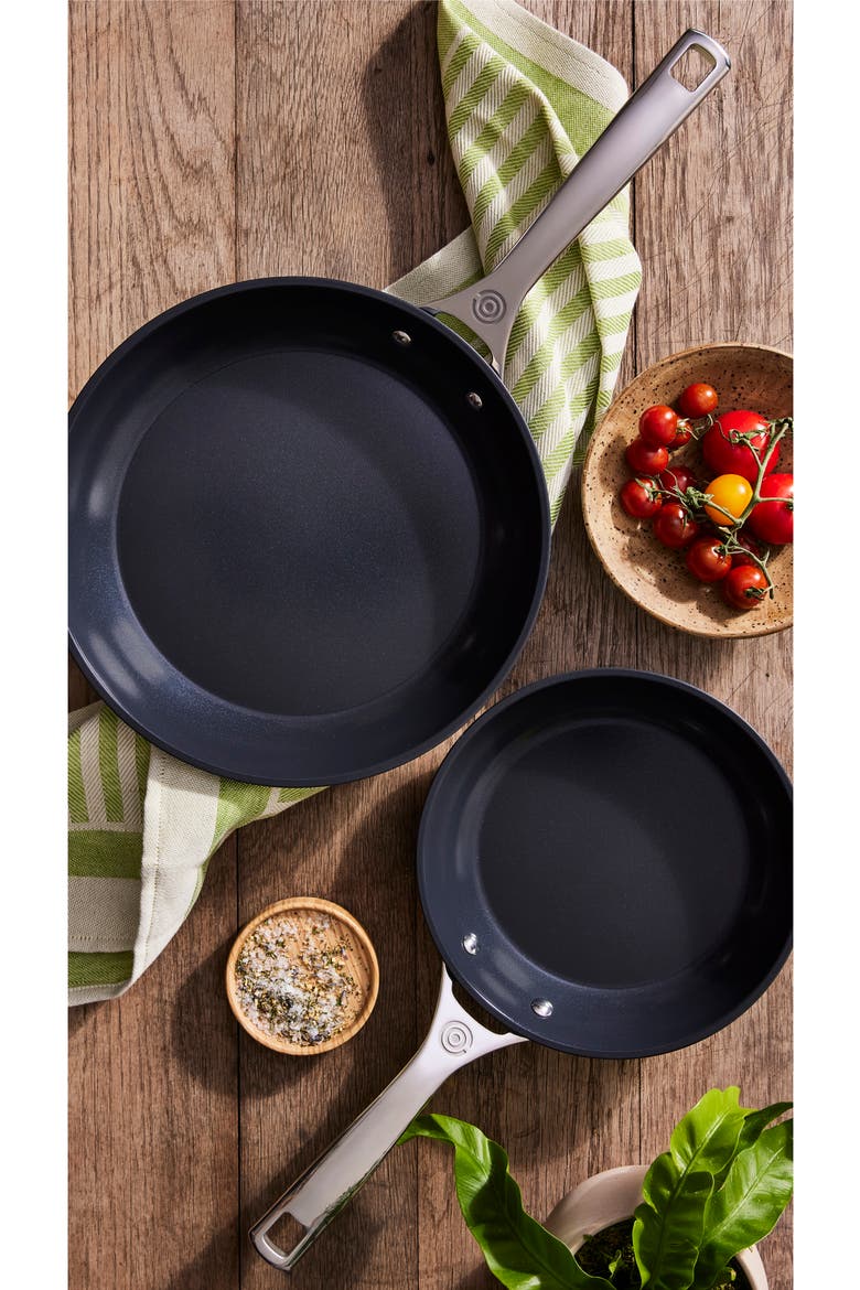 2-Piece Nonstick Ceramic Frying Pan Set, Alternate, color, BLACK