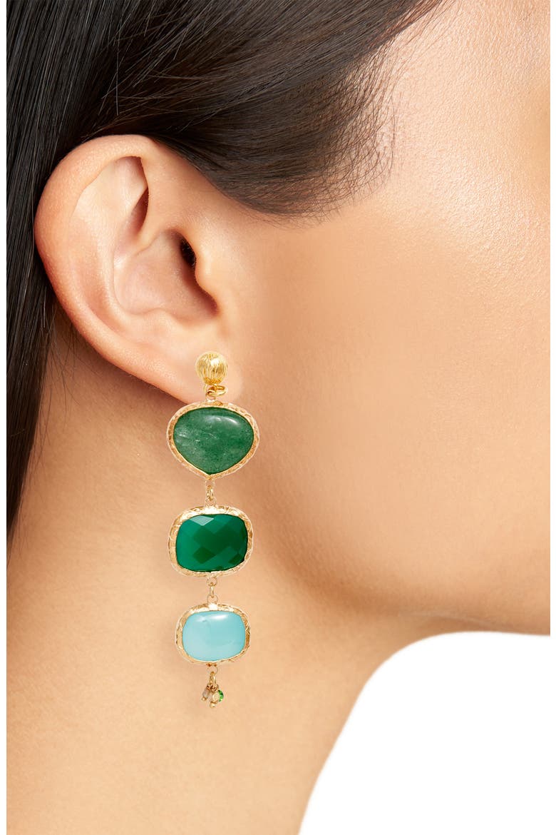 Linear Drop Earrings, Alternate, color, MULTI GREEN