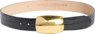 L'AGENCE Milou Domed Buckle Croc Embossed Patent Leather Belt