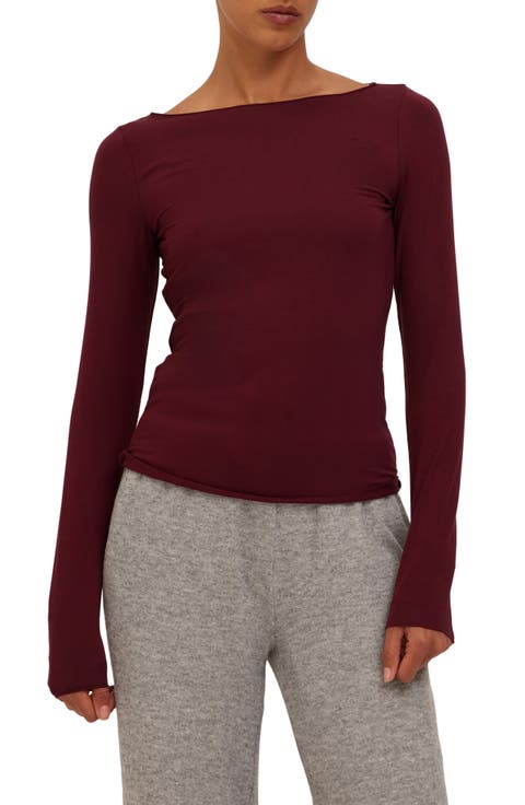 Vera Boat Neck Long Sleeve Top