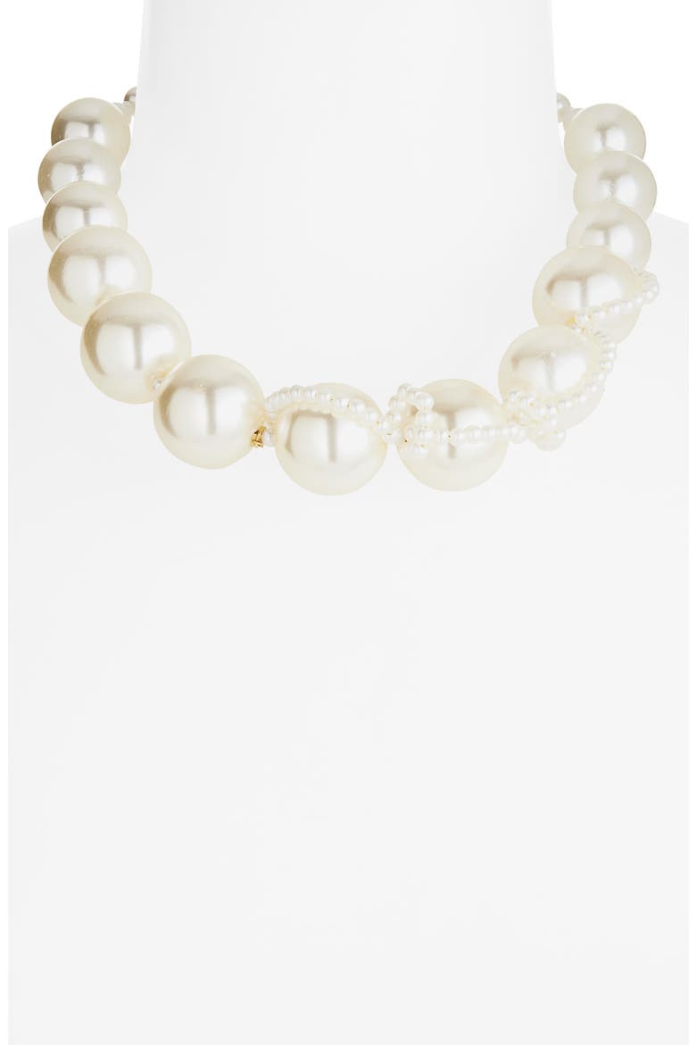 Faux Pearl Necklace, Alternate, color, 18CT GOLD PLATED