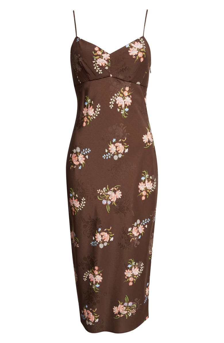 Veronica Beard Shara Floral Print Silk Blend Midi Dress, Main, color, Dark Mocha Multi