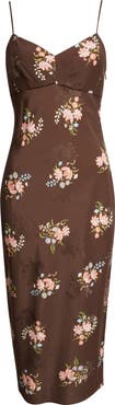 Veronica Beard Shara Floral Print Silk Blend Midi Dress
