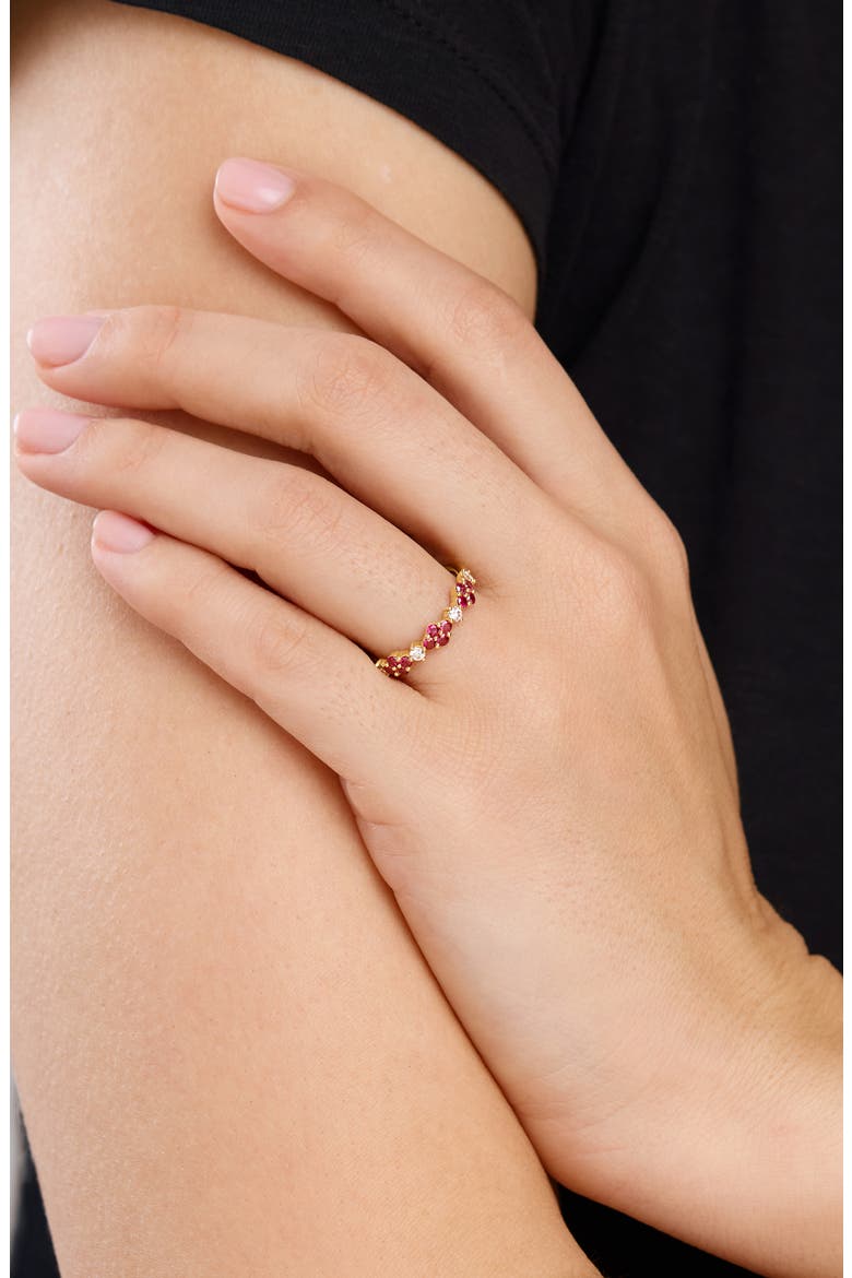 El Mar 18K Yellow Gold Ruby & Diamond Stackable Ring, Alternate, color, 18K YELLOW GOLD