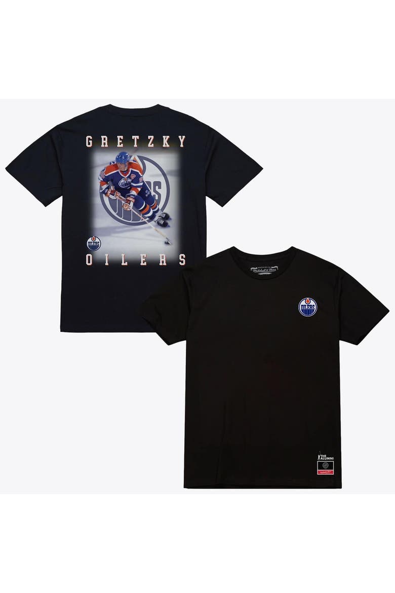 Men's Mitchell & Ness Wayne Gretzky Black Edmonton Oilers Photo T-Shirt, Main, color, Black