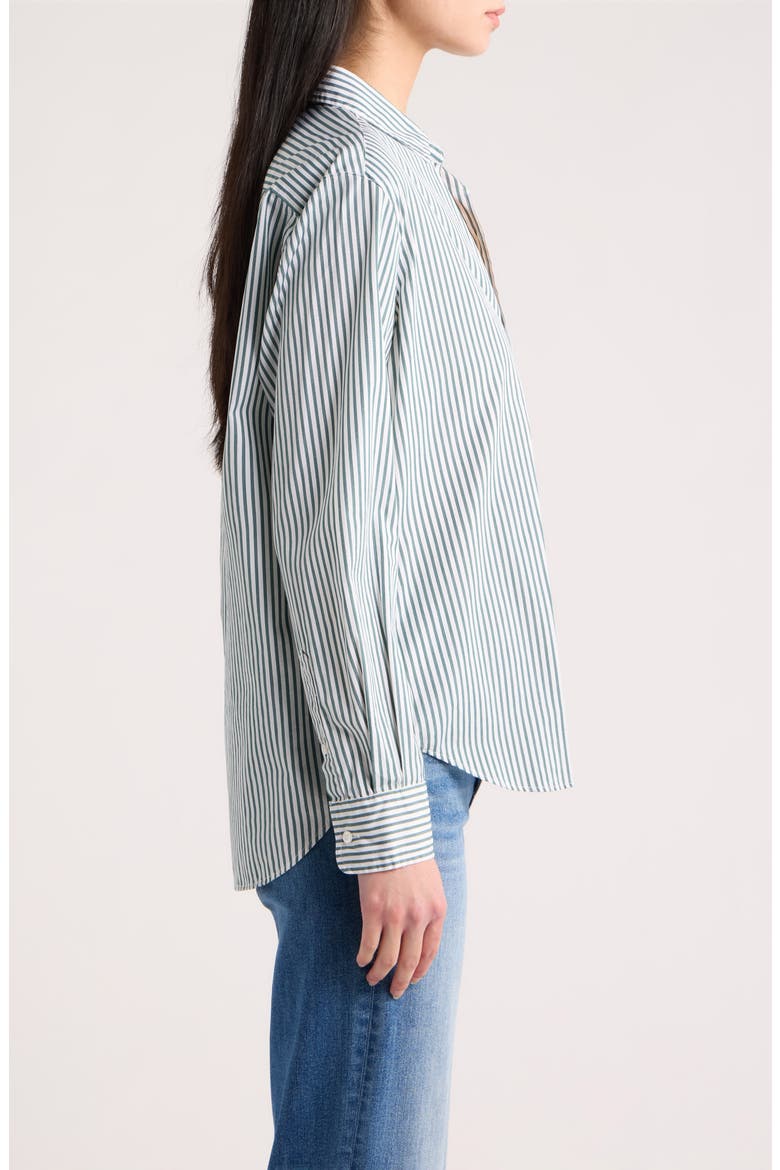 Eileen Relaxed Button-Up Flannel Shirt, Alternate, color, MULTI GREEN STRIPE