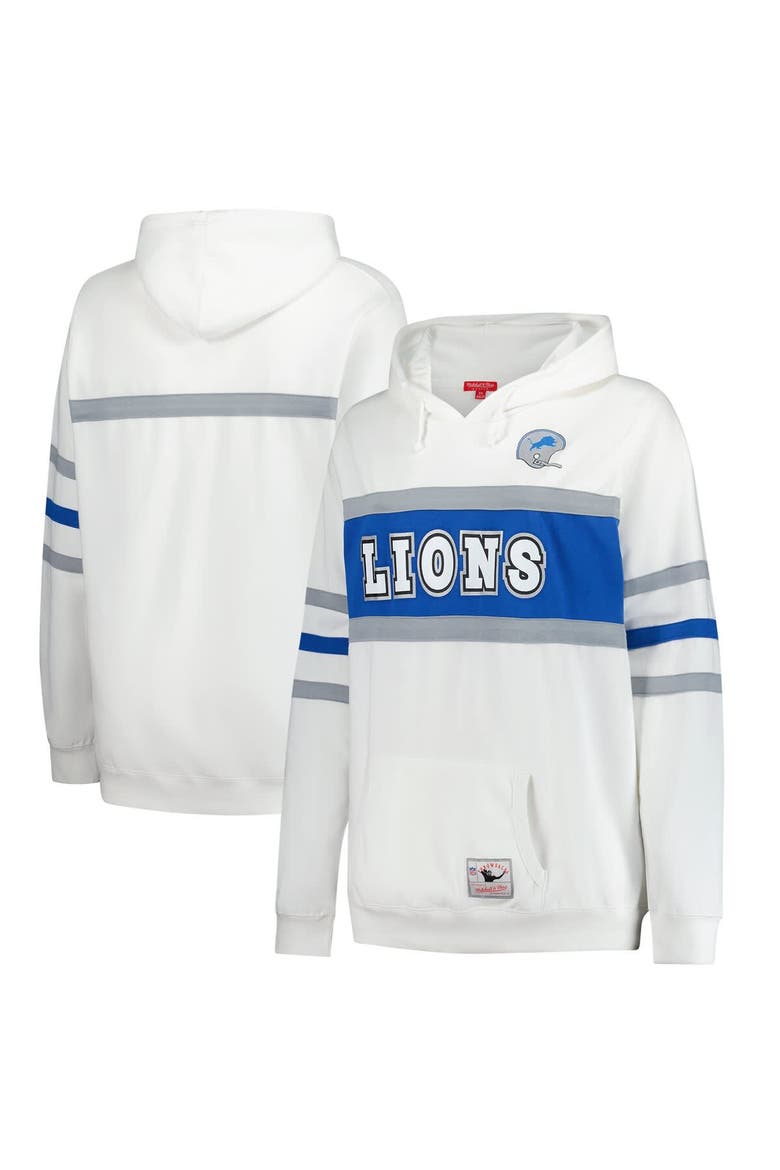 Women's Mitchell & Ness White Detroit Lions Plus Size Head Coach Throwback Pullover Hoodie, Main, color, White