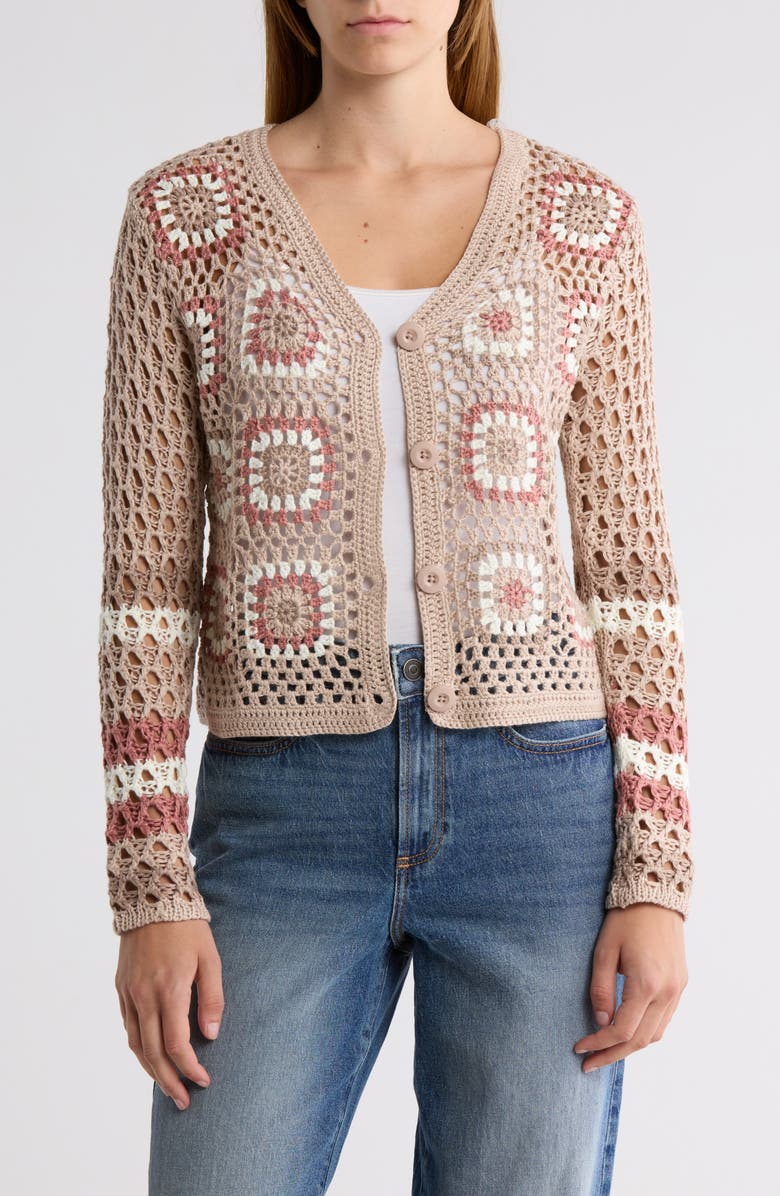 Cotton Emporium Striped Sleeve Patchwork Cardigan, Main, color,