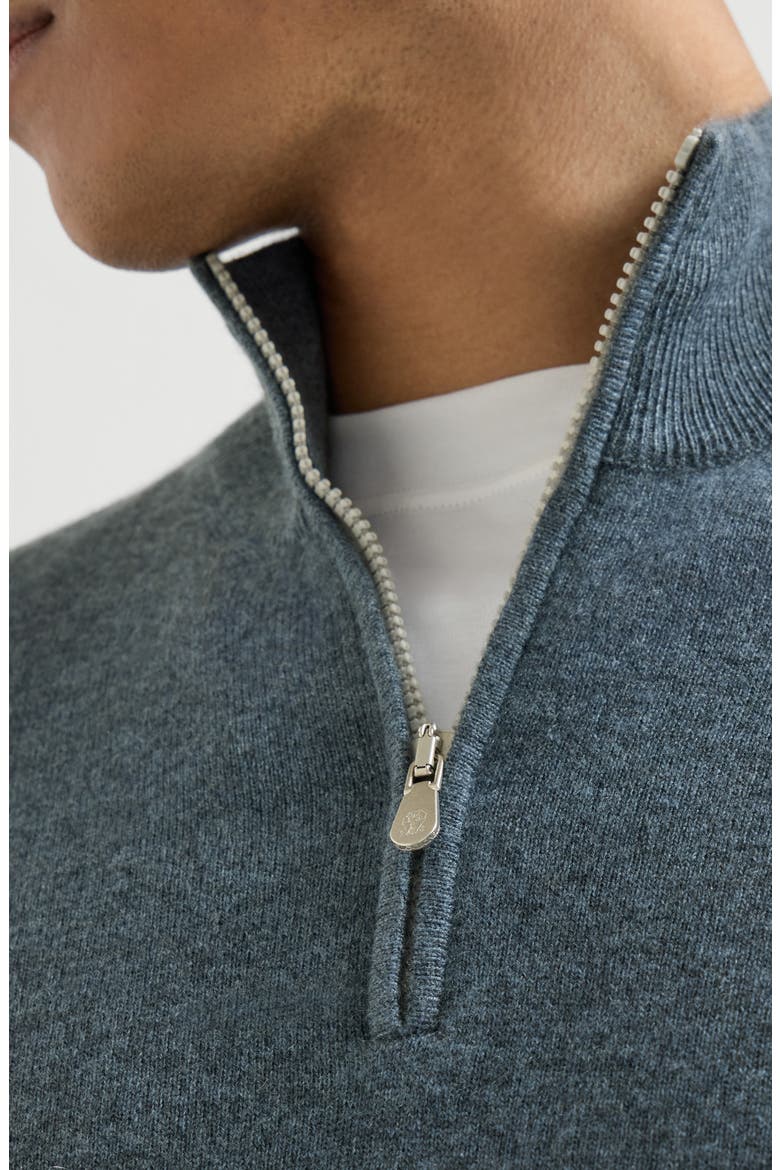 Cashmere sweater with half zip, Alternate, color, Cerulean