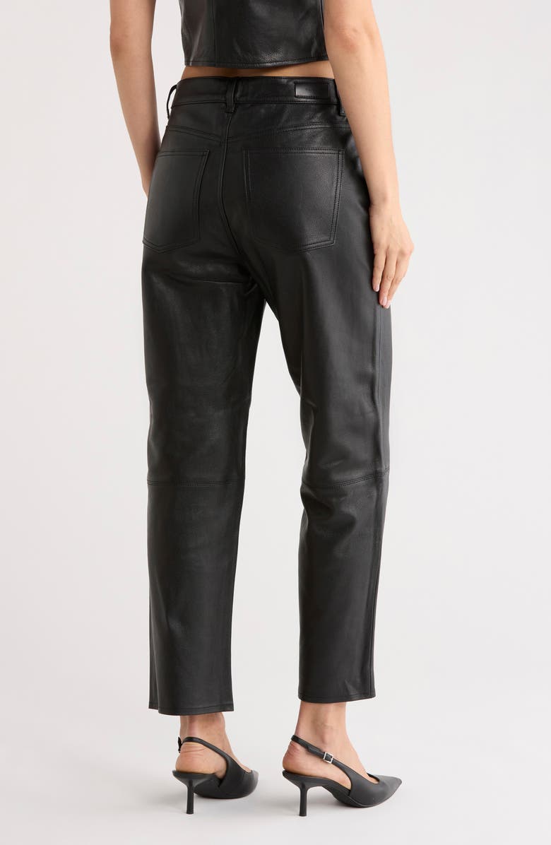 DL1961 Patti Leather Ankle Straight Leg Pants, Alternate, color, Obsidian