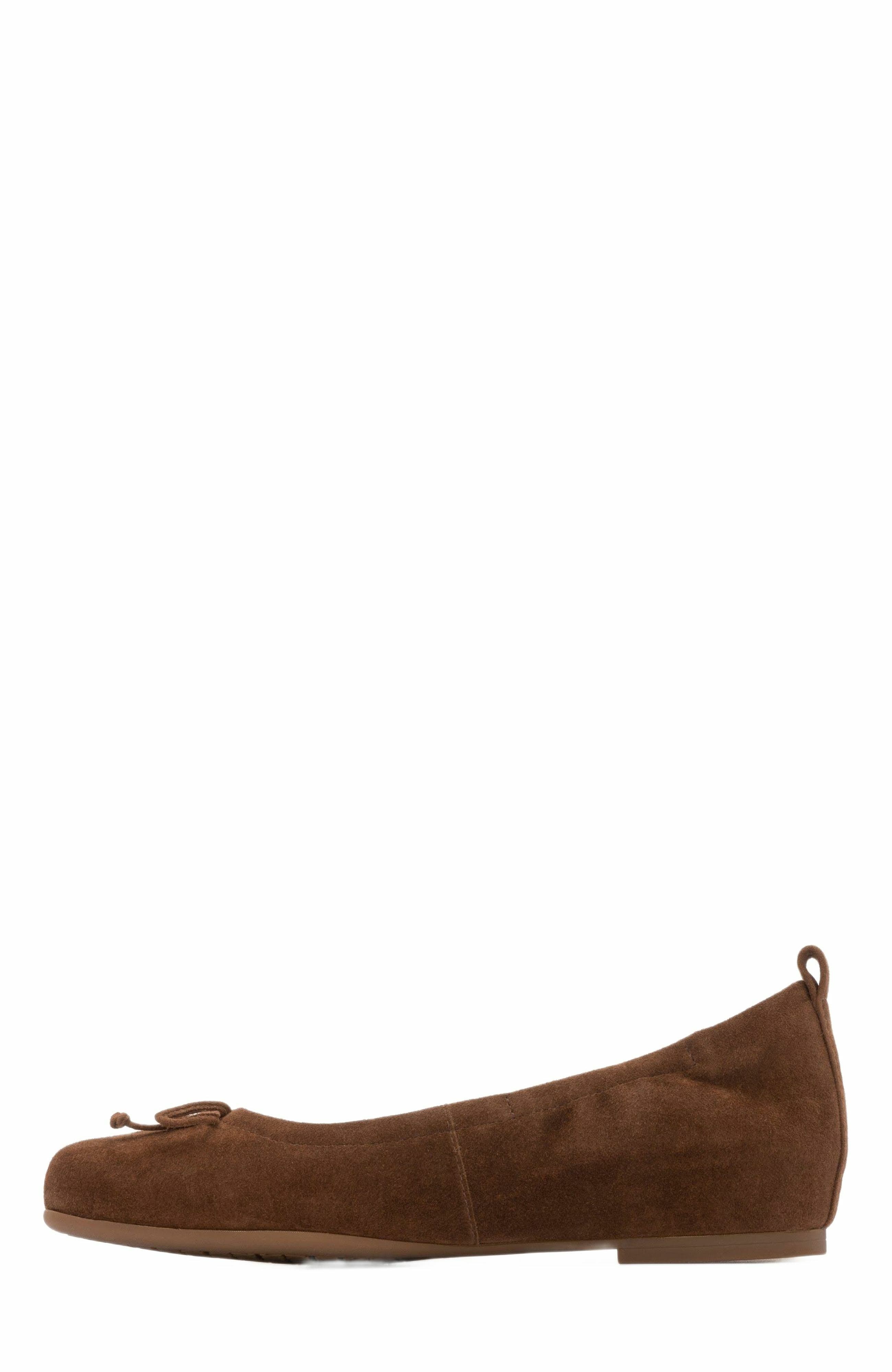 Cadence Bow Ballet Flat, Alternate, color, Caramel Suede - Regular