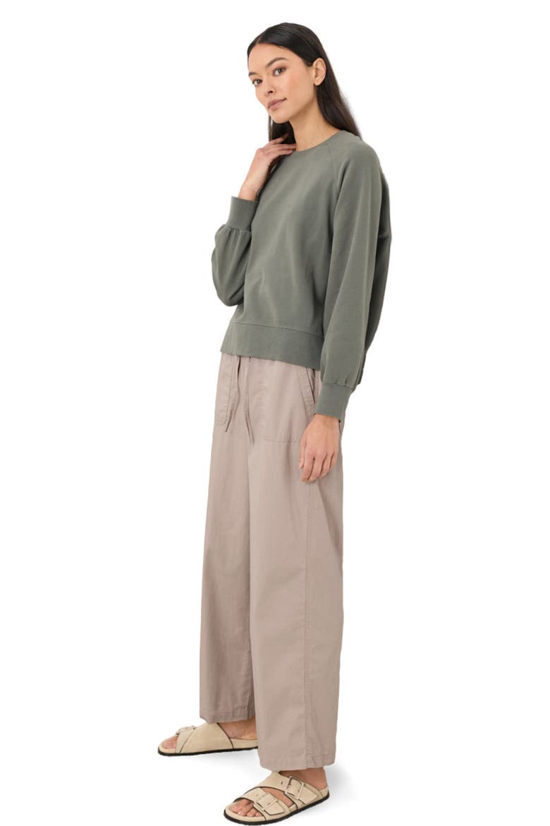 Organic Cotton Stretch Poplin Wide Leg Pant, Alternate, color, Oyster