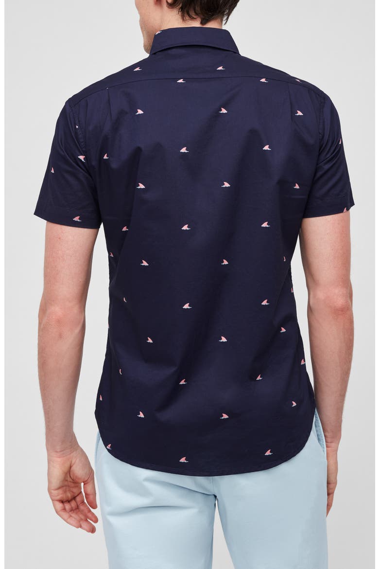 Riviera Slim Fit Shark Fin Short Sleeve Button-Down Shirt, Alternate, color, SHARK FIN FADE OUT PINK