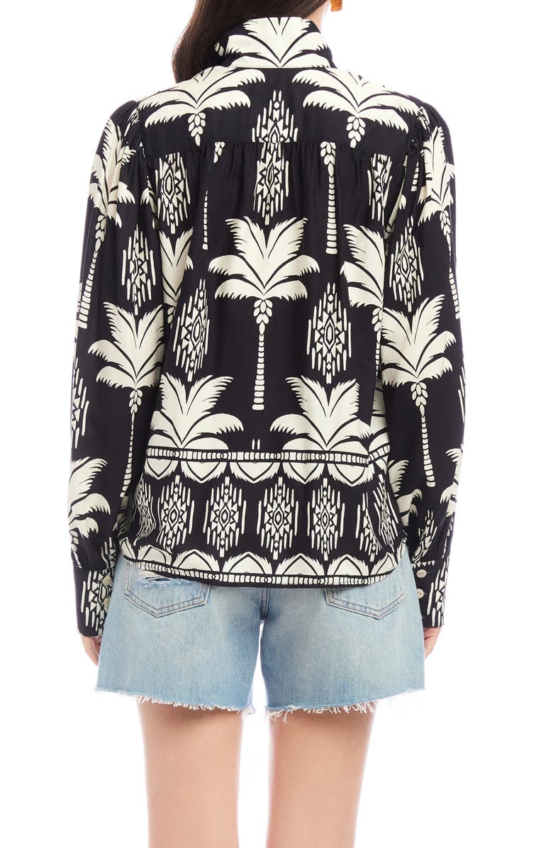 FIFTEEN TWENTY Chloe Floral Print Button-Up Front, Alternate, color, Black/ Cream