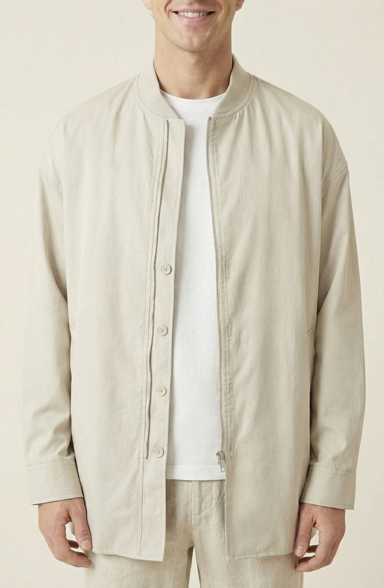 Modenaire Stand Collar Long Sleeve Jacket, Alternate, color, Light Beige