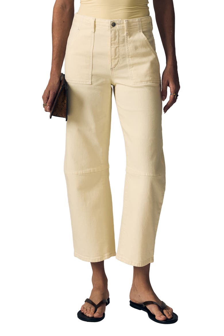 Petite Utility Soft Barrel Jeans, Main, color, LEMON YELLOW