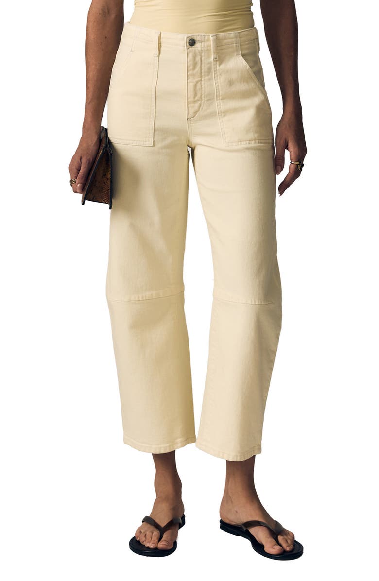 LE JEAN High Waist Barrel Jeans, Main, color, Lemon Yellow