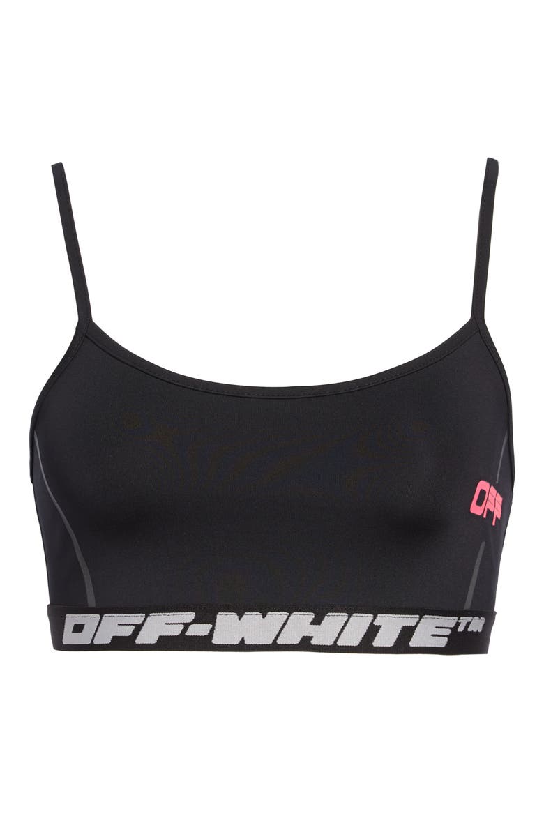 Logo Band Active Bra Top, Main, color, BLACK FUCHSIA