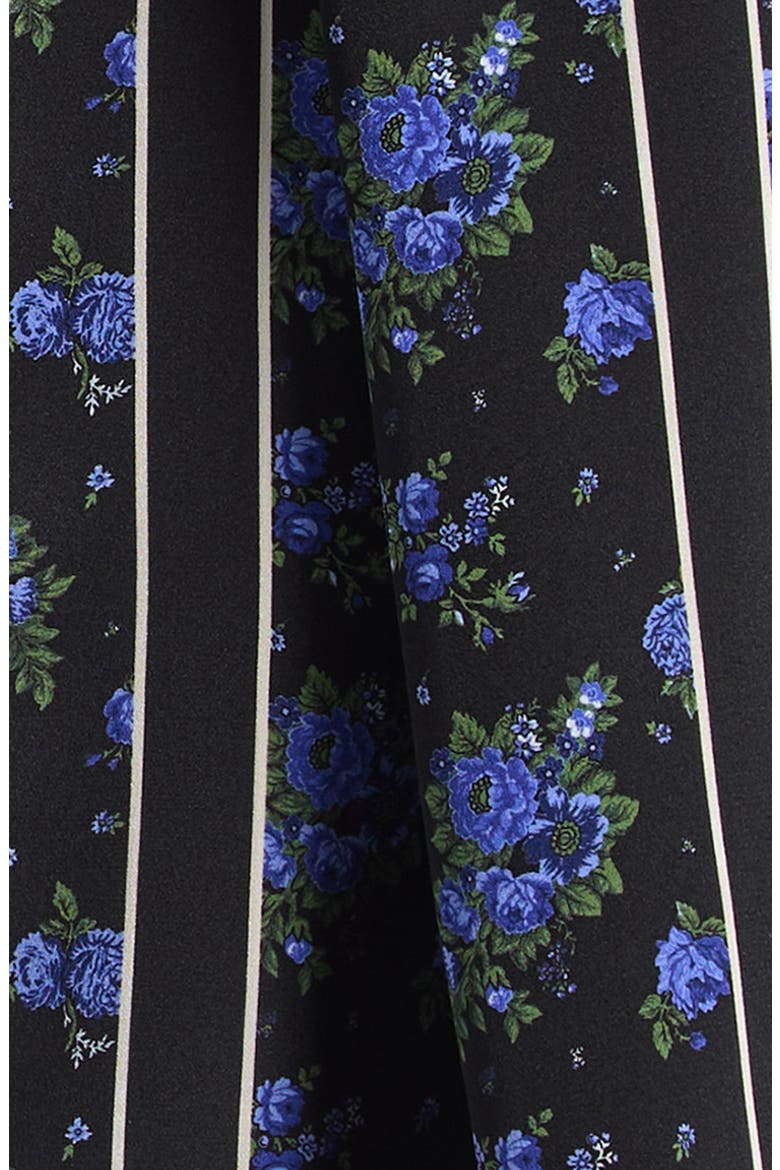 Folk Floral Silk Scarf, Alternate, color, BLACK - BLUE
