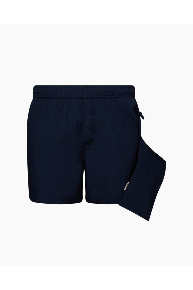 Nylon Crinkle 5" Swim Trunk, Alternate, color, DEEP NAVY