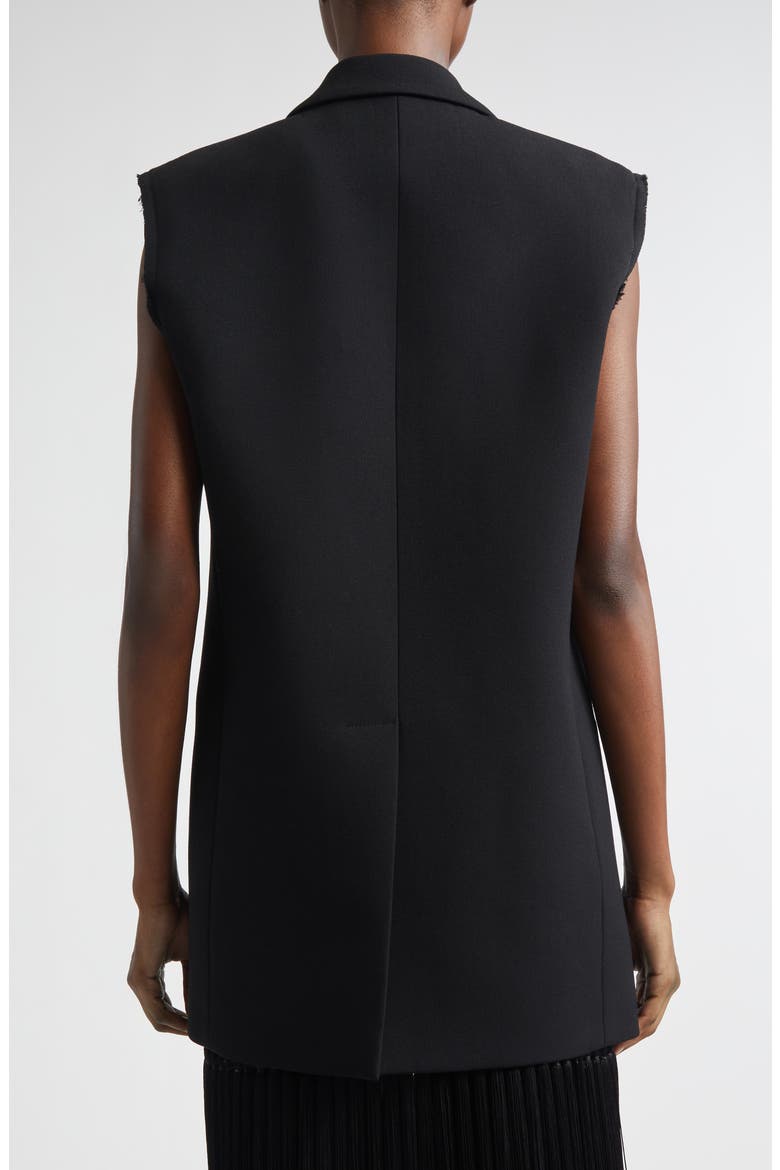 Frayed Double Breasted Wool Gabardine Vest, Alternate, color, BLACK