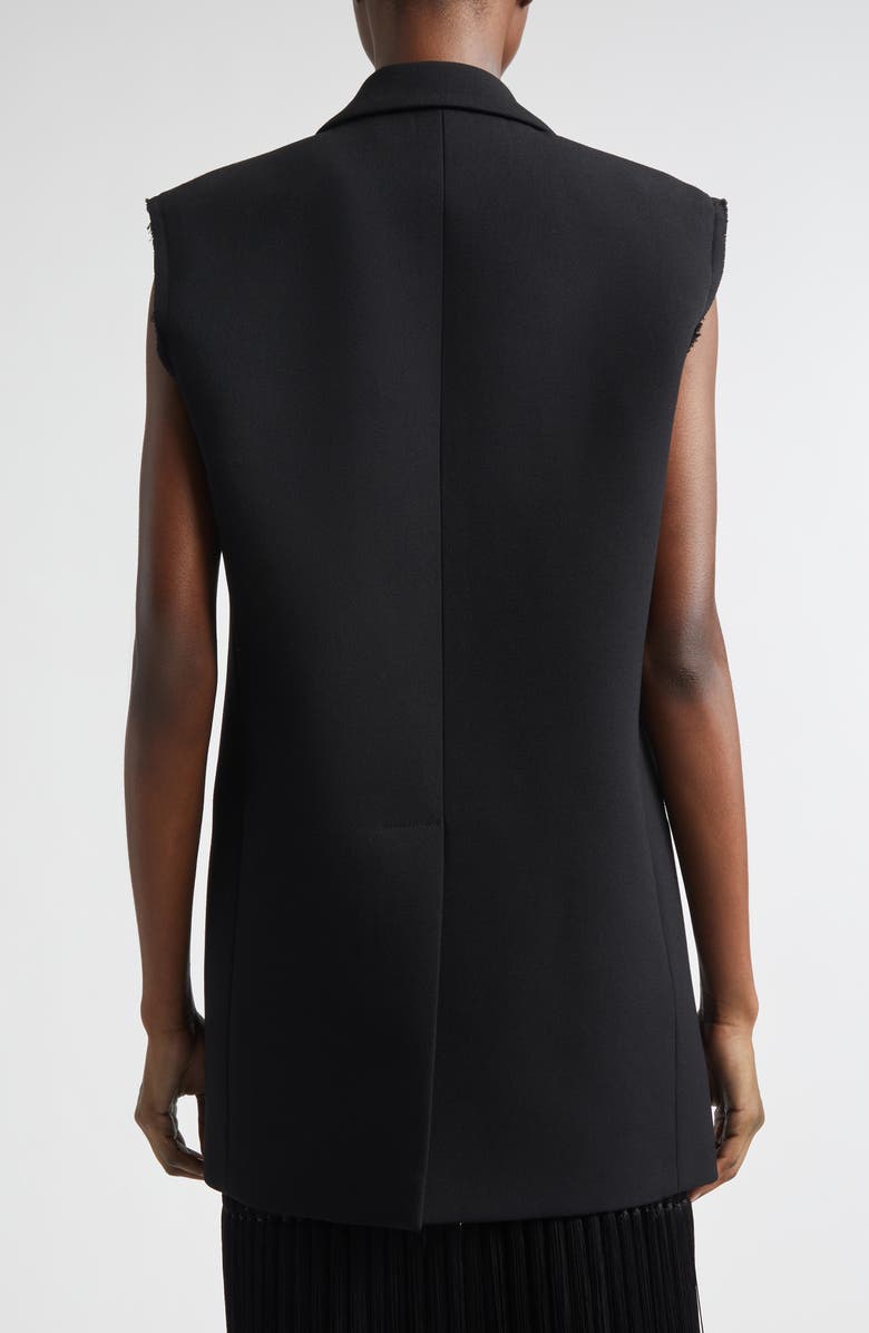 Michael Kors Collection Frayed Double Breasted Wool Gabardine Vest, Alternate, color, Black