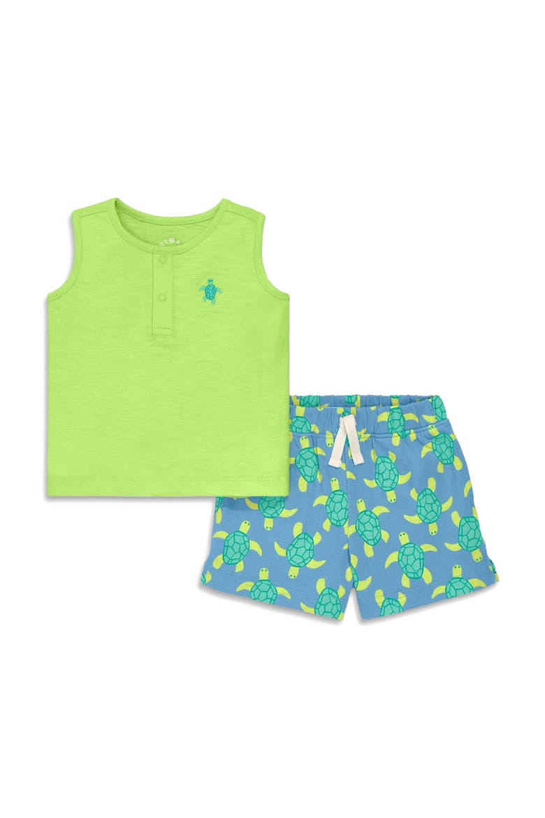 Baby Henley Tank Set, Main, color, Lime Sea Turtles