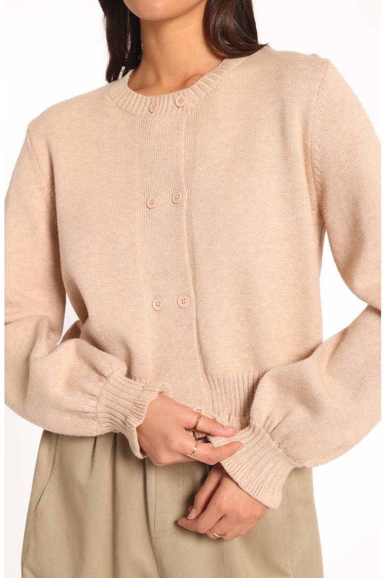 Marjorie Frill Cardigan, Alternate, color, BEIGE