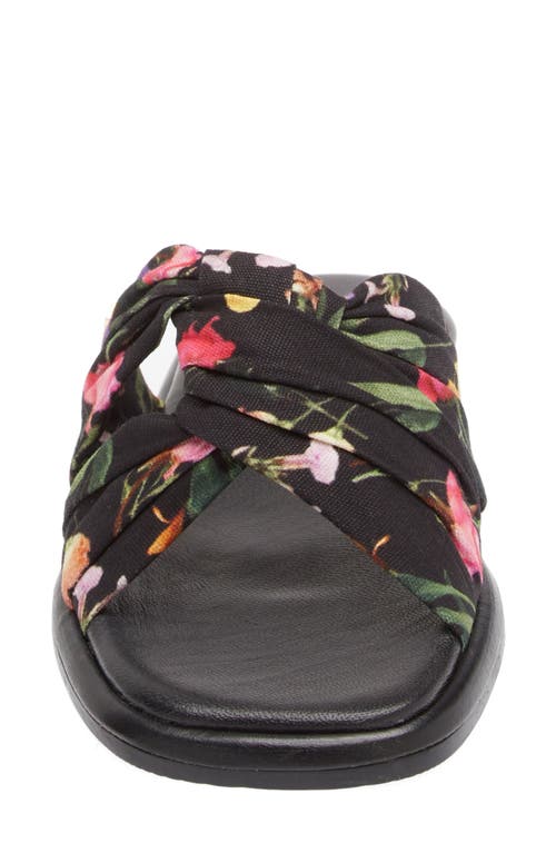 Ted Baker Womens Black Ashni Floral-print Twist-knot Cotton Sandals