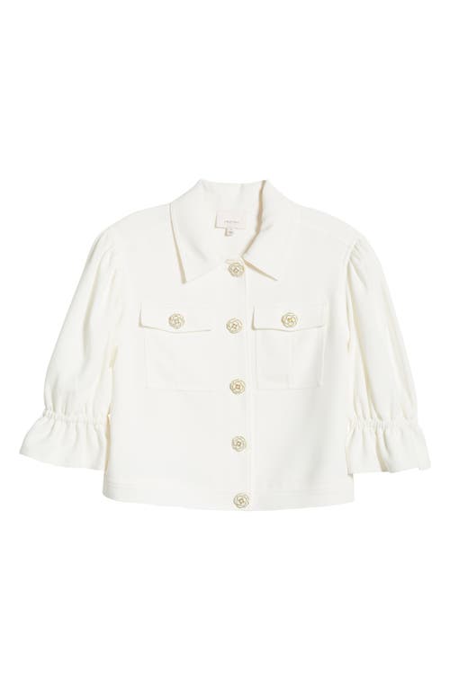 Cinq À Sept Julieta Flower Button Crop Jacket In White