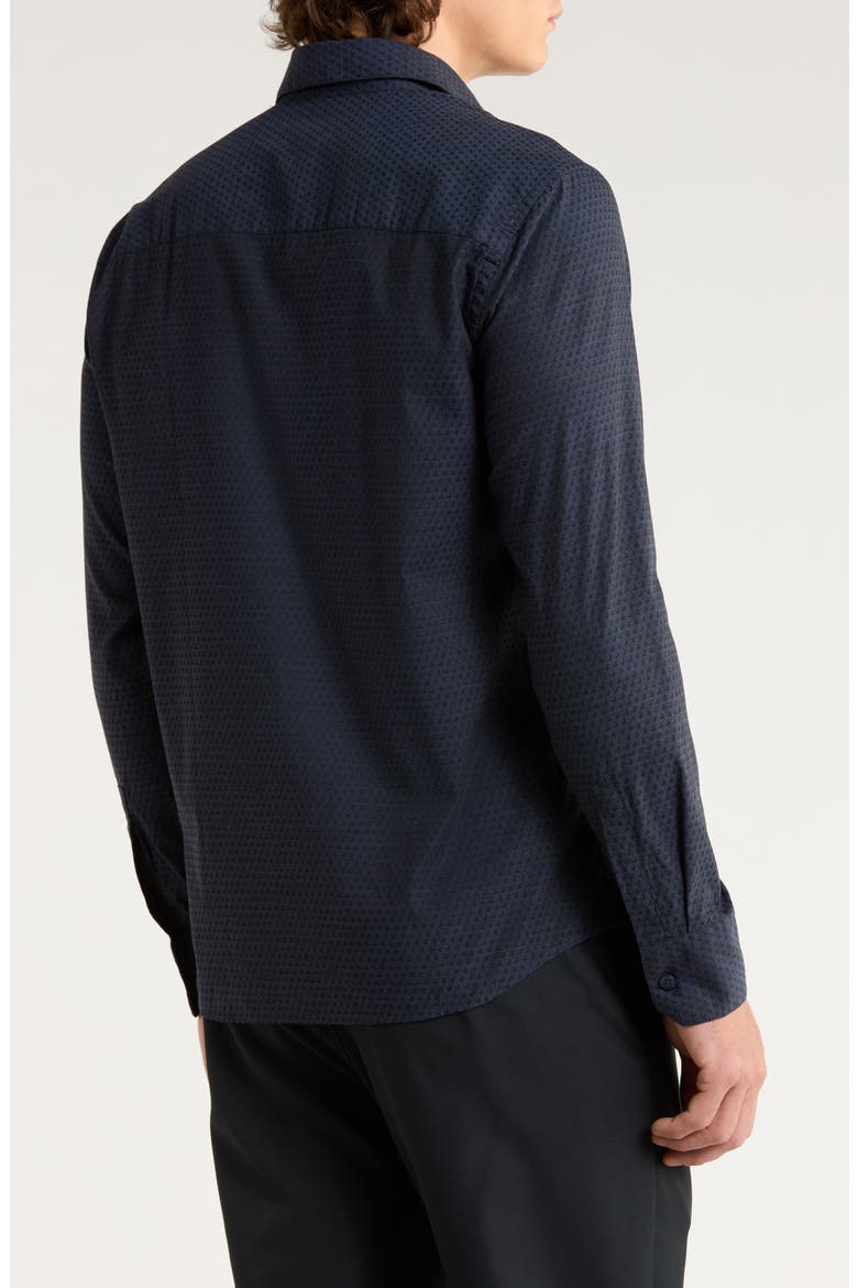 Clement Dot Jacquard Cotton Button-Up Shirt, Alternate, color, NAVY