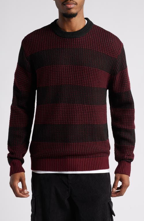 Obey Jason Textured Stripe Crewneck Sweater in Zinfandel Multi 