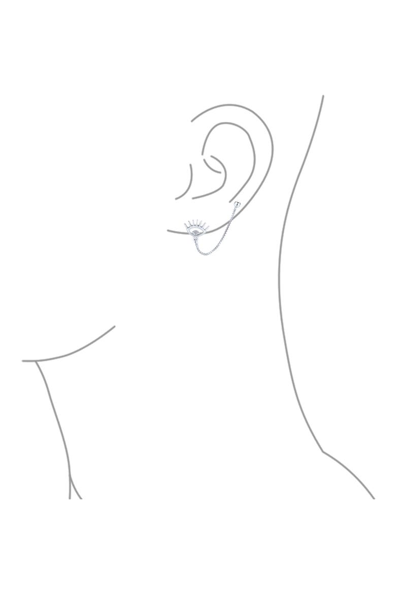 Sterling Silver CZ Draped Double Piercing Earring, Alternate, color, SILVER