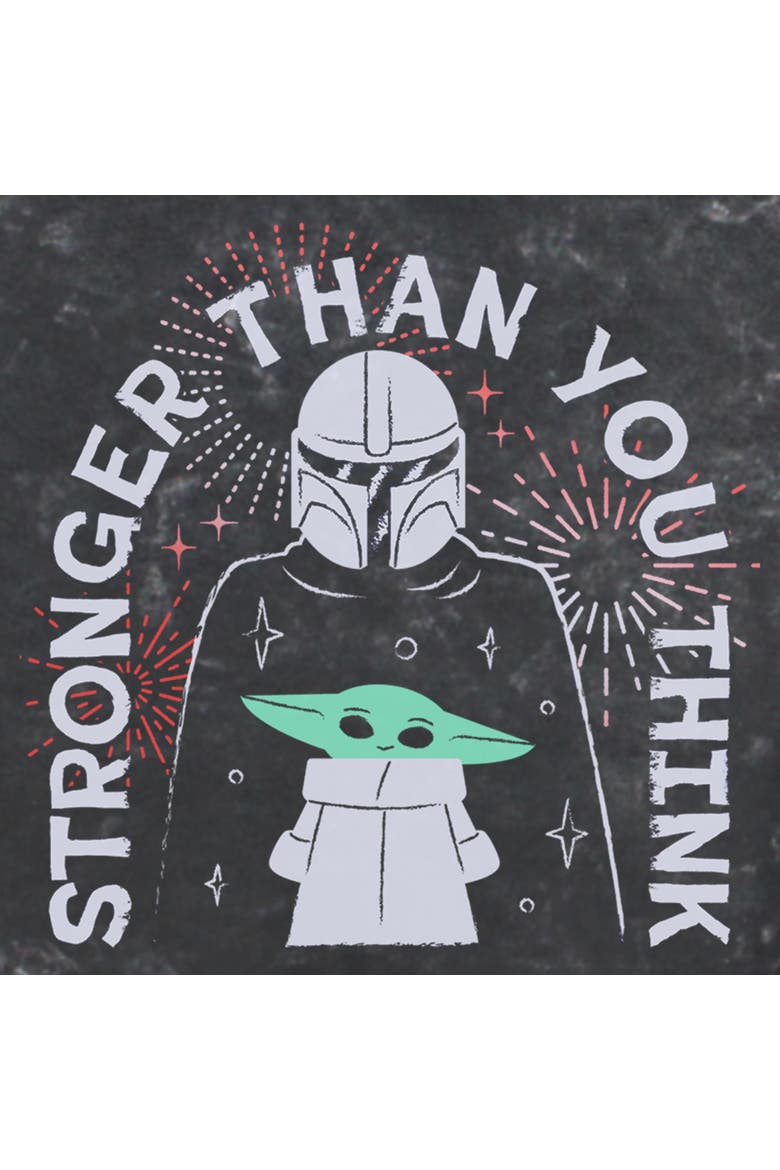 Junior's Star Wars The Mandalorian Stronger Than Fireworks  Graphic T-Shirt, Alternate, color, Black
