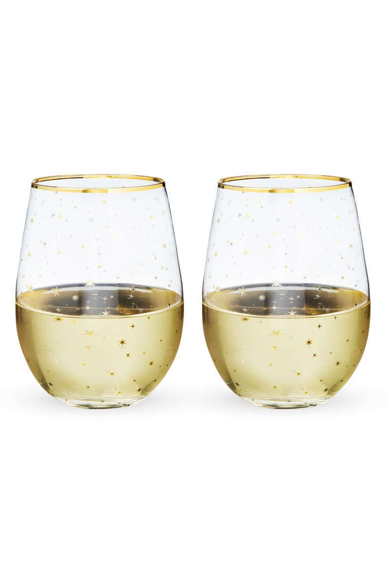 Starlight Stemless Wine Glasses Set of 2, Main, color, Gold
