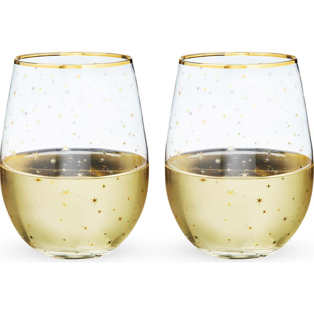 Twine Starlight Stemless Wine Glasses Set Of 2 In Gold