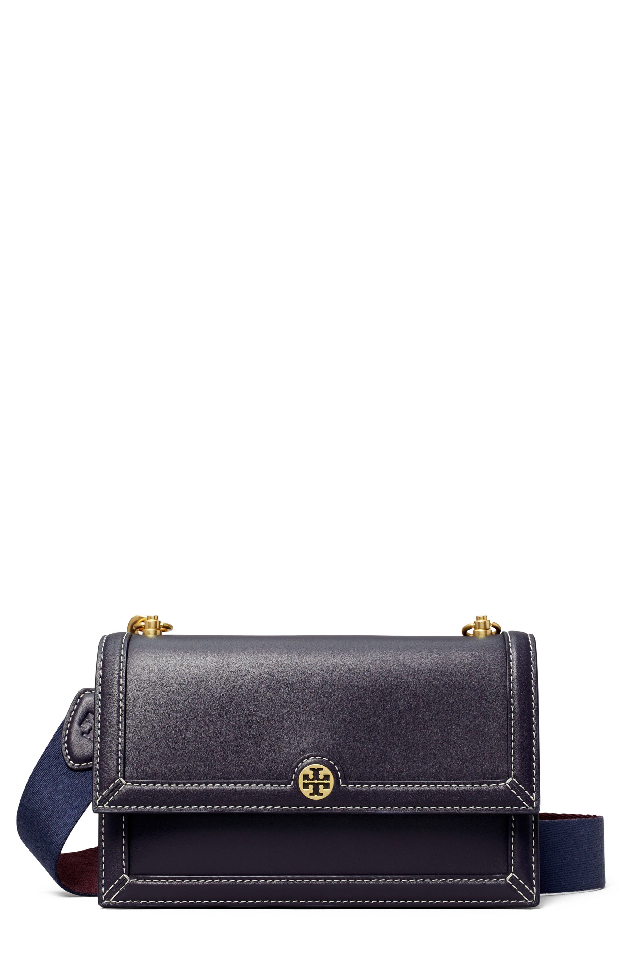 T Monogram Leather Mini Shoulder Bag, Main, color, MIDNIGHT